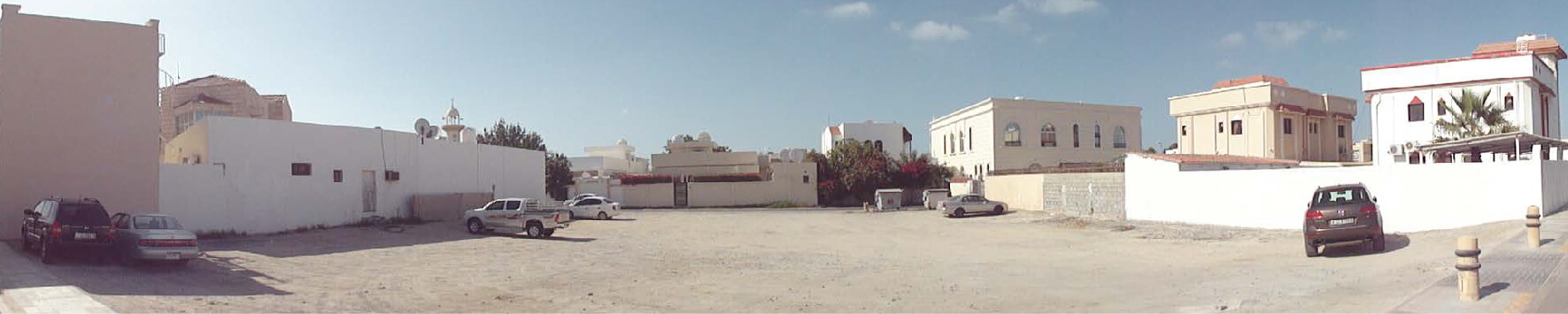 Panoramic photograph of the site showing the surrounding neighbourhood